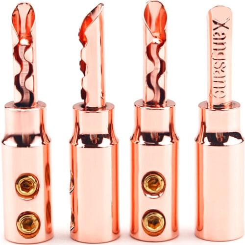 Pure Plated Red Copper Banana Plug Hifi Audio Speaker Cable Solderless Connector