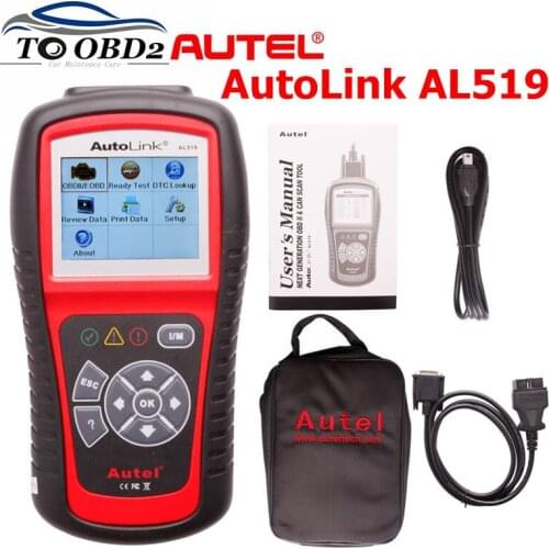 Autel AL519 AutoLink Works For Multi-brand Cars OBDII/EOBD Scanner Lifetime Upgrade Supports Multi-language AutoLink AL519