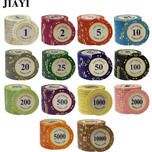 Las Vegas Poker Chip Clay Material Casino Texas Poker Chip Set Poker Coin Metal Coins Chips Poker Club Accessories Customizable