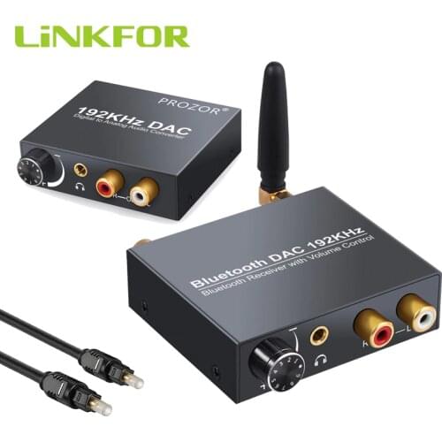 LiNKFOR 192kHz Digital to Analog Audio Converter with Bluetooth-compatible Receiver Wireless DAC Audio For HiFi Stereo Audio DAC