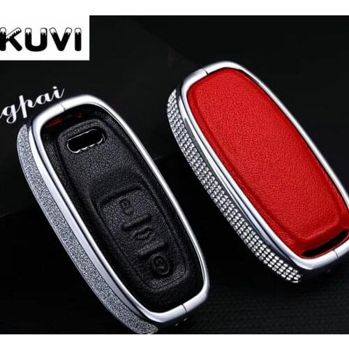Diamond Zinc Alloy Leather Car Remote Smart Key Cover Fob Case Shell For Audi A1 A3 A4 A5 A6 A7 A8 Quattro Q3 Q5 Q7 2009-2015