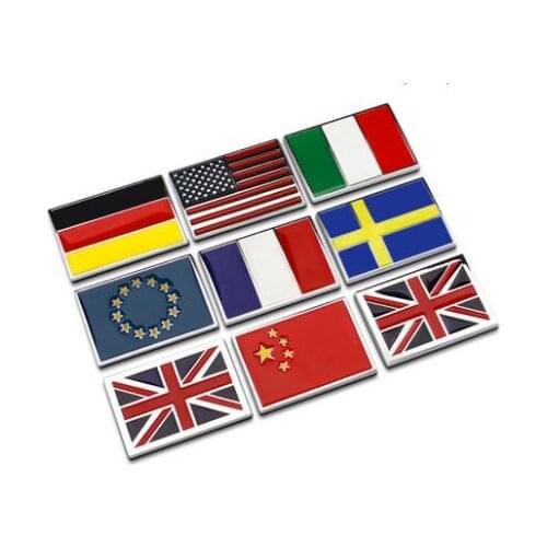 1X UK USA Germany France Italy EU Sweden Car decoration emblem flag badge car stickers national flag personalized stereo