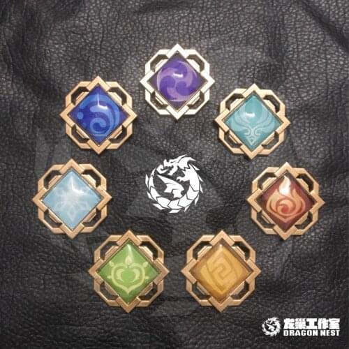 Game Genshin Impact Elemental Glowing Weapon Gods Eye Cartoon Badge Metal Button Brooch Pins Collection Souvenir Cosplay Gifts
