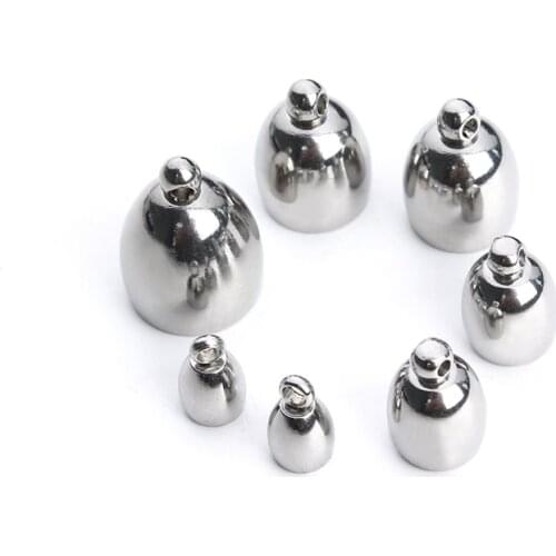 6pcs Stainless Steel Silver Tone End Caps Crimp Beads Cover Fitting 4 6 8mm Round Leather Cord for DIY Jewelry Findings