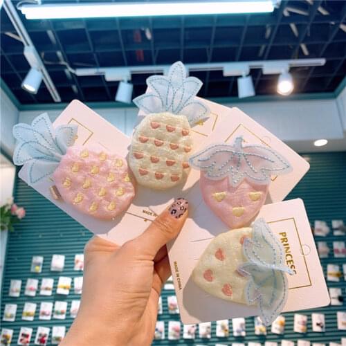 Korean Children Fabric Fruit Pineapple Strawberry Hairpin vegetables Girls Hair Clips Sweet Hairgrip Heart Barrettes Headwear
