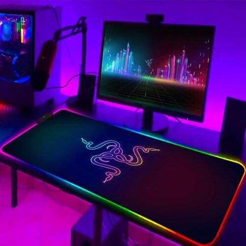 Mouse Pad RGB Razer Gaming Accessories Computer Large 900x400 Mousepad Gamer Rubber Carpet with Backlit Play CS GO LOL Desk Mat