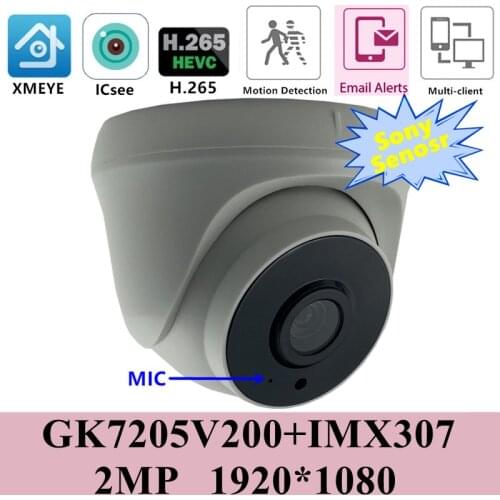 Integrate MIC Audio 3MP IP Dome Camera Sony IMX307+3516EV200 IRC NightVision Low illumination H.265 Onvif Audio PoE RTSP