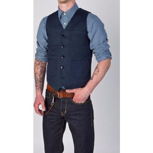 Navy Blue Vests For Men Custom Made Mens Wedding Prom Dinner Waistcoats Groomsman Best Man Vest Slim Fit