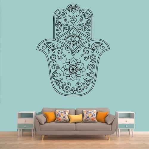 Wall Stickers Hamsa Hand Bedroom Decal Livingroom Decor Yoga Fatima Vinyl Decals Removable Home Decoration Bohemian Art Mural