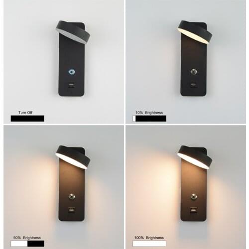 Dimming touch screen switch indoor wall lamp modern minimalist staircase wall lamp with USB charger wall lamp living room led