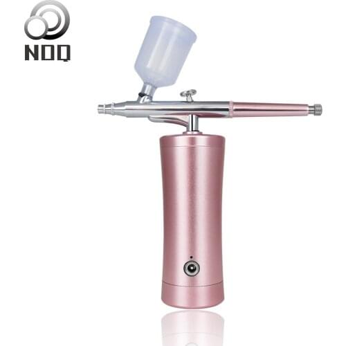 NOQ Professional Pink Mini Air Compressor Spray Gun Airbrush Wish Battery Portable Spray Gun For Face Cleaning Set Beauty Tools