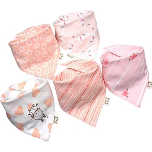 5Pcs Saliva Towels Cartoon Pattern Water Absorbent Double-layer Baby Bandana Drool Bibs for Infant Accessories Feeding Apron