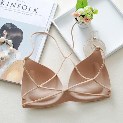 Sexy Women Bras Underwear Padded Lingerie Stretch Wireless Push Up Spaghetti Strap Top Sexy Cross Strap Women Casual