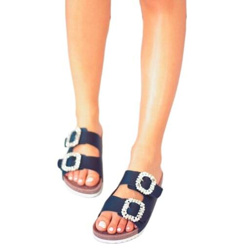 Summer Style Shoes Woman Sandals Shoes Cork Slippers Sandals Flip Flop Beach Slippers Flats Heels two buckle band