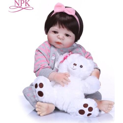 NPK 22" 55cm Full Body Silicone Reborn Baby Doll Toys Lifelike Princess Doll Child Birthday Christmas Gift Girls Brinquedos