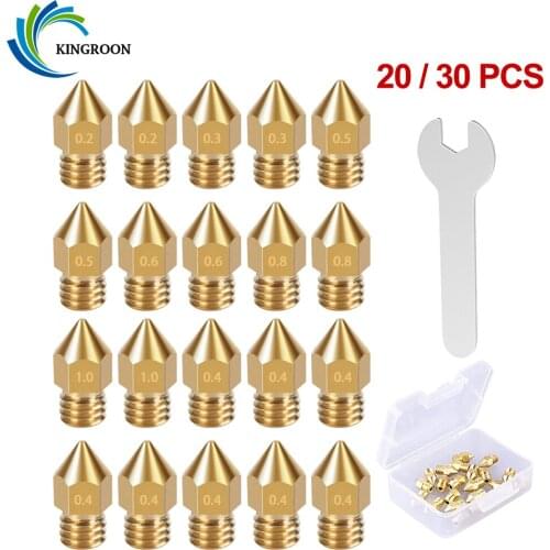 KINGROON 3D Printer Nozzles MK8 Extruder Nozzle mk8 Hotend Print Head 1.75mm for Anet A8 Creality CR-10 Ender 3 3D Printer Parts