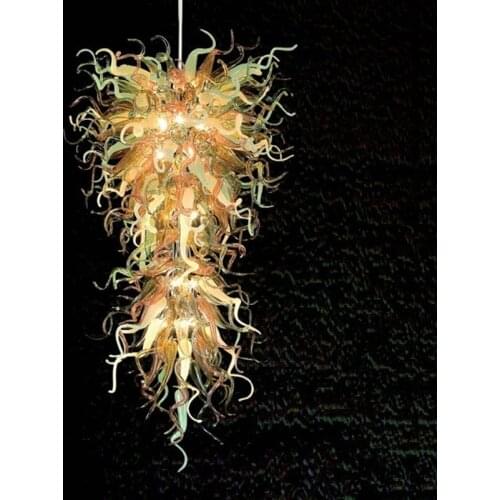 Italian Designed Lamp LED Pendant Lights Modern Hand Blown Glass Long Chandelier Shopping Mall Lobby Decorative Chandelier Light