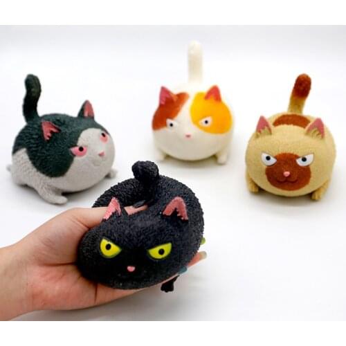 Squeeze Angry Cat Decompression Toy Doll Ball Animal Vent Cat Stretch Relieve Stress Desk Cute Toys For Girls Kids Gift
