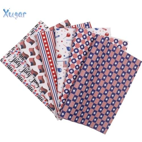 Xugar 22*30cm Flag Printed Synthetic Leather Fabric Independence Day Series Fabric For DIY Bags Shoes Handmade Crafts Decoration