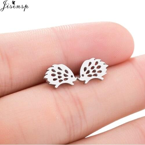 Jisensp Lovely Design Hedgehog Earrings for Women Party Gift Cute Animal Stud Earring Stainless Steel Jewelry boucle d'oreille