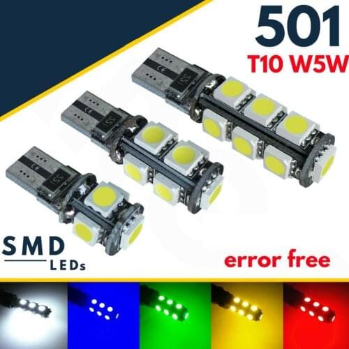 1PCS T10 LED W5W Car Light White Automotive License Plate Lamp Interior Package Lamp Kit Interior Light Car Xenon Side Bulb