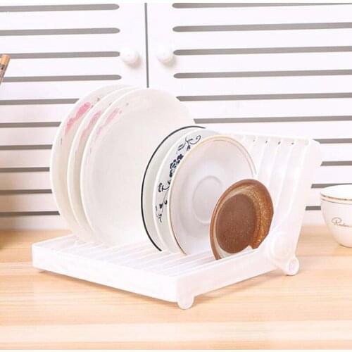 1pc Kitchen Accessories White Color Rein Folding Plate Draining Rack Dish Storage Rack Dish Drying Rack Kitchen Organizer