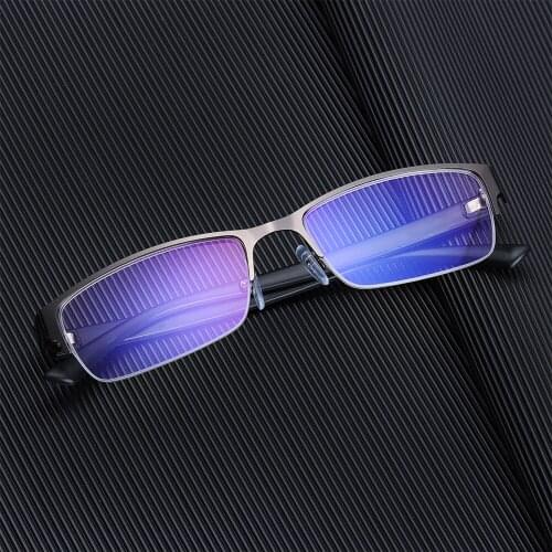 1PC Men Half Frame Business Reading Glasses Anti-Blue Light Glasses Ultra Light Simple Eyewear Eye Protection Office Eyeglasses