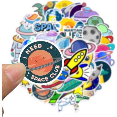 10/50pcs Mini cute decorative space planet stickers Waterproof Skateboard Travel Suitcase Notebook Luggage