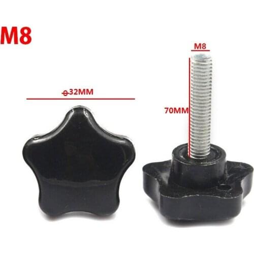 10pcs/LOT M8x70mm Male Thread 5Star Shaped Head 32mm Diameter Star Knob Grips Clamping Screw Knob M8XD32XL70