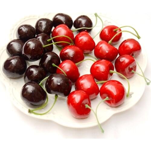 20pcs red&black color High imitation fake artificial Cherry Fruit&artificial plastic fake simulated Cherry fruit model