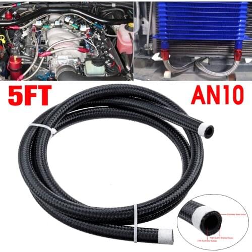 3/5/8/10/20FT AN4 AN6 AN8 AN10 Fuel Hose Oil Gas Cooler Hose Line Pipe Tube Nylon Stainless Steel Braided Inside CPE Rubber