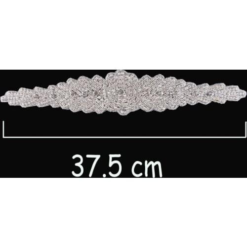 30pcs/lot)Sewing On Bling Flower Crystal Diamond Rhinestone Appliques Patch Hot Fix Beaded Trim For Girl Wedding/Bridal Dress