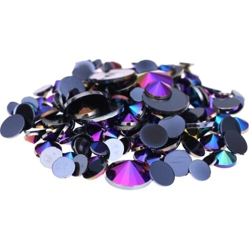 4mm 5mm 6mm 10mm And Mixed Sizes Black AB Acrylic Rhinestones For Nails Design Crystal 3D Nail Art Glitter Decorations