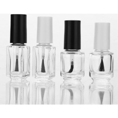 50pcs x 5ml Empty Cosmetic Containers Nail Glass Bottles with Brush Transparent Glass Nail Polish Bottle Empty With A Lid Brush