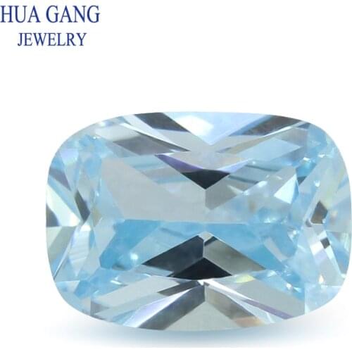 5A Light Sea Blue Baguette Shape Cubic Zirconia Brilliant Cut Loose CZ Stone Synthetic Gems Beads For Jewelry Size3X5-12X16mm