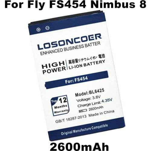 LOSONCOER 2600mAh BL6425 High Quality Battery for fly FS454 Nimbus 8 FS455 Nimbus 11 FS456 Nimbus 14 FS457 Nimbus 15