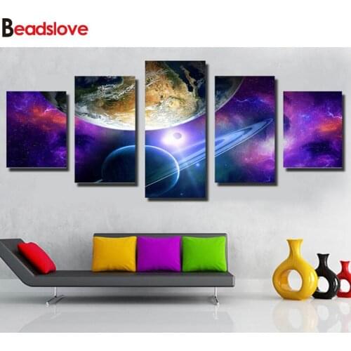 5D DIY Diamond Embroidery 5pcs set universe planet landscape diamond Painting Cross Stitch Diamond mosaic paintings rhinestone