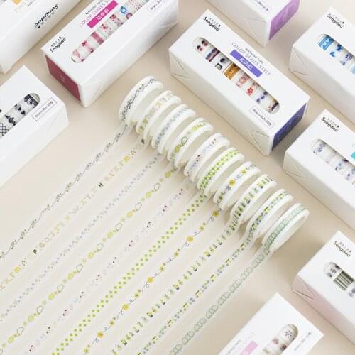 Basic Color and Paper Set Tape, DIY Diary Decoration, Tearable Sticker, Hand Account Material 10 Rolls Cute Washi Tape