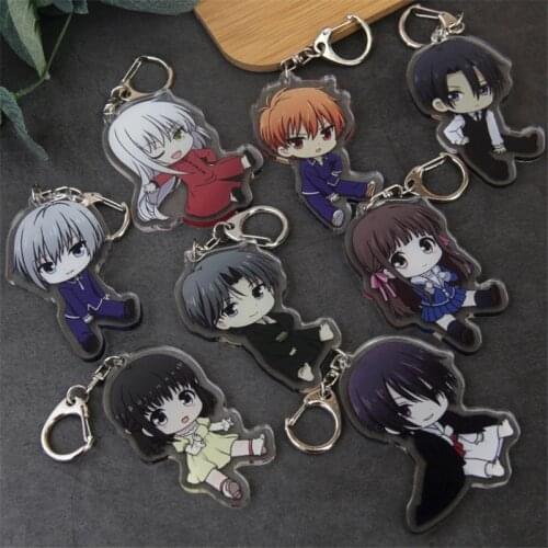 Cosplay Keyring Fruits Basket Keychain Cute Double Sided Key Chain Pendant Acrylic Anime Accessories Cartoon Keyrings Wholesale