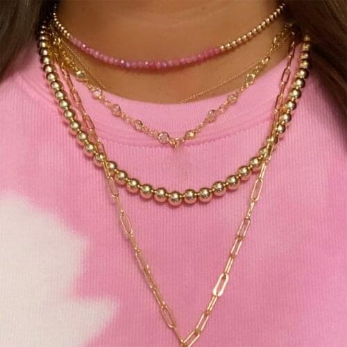 New Design Gold Color Bead Chain Choker Necklace For Women Hip Hop Exaggeration Big Chunky Choker Female jewelry