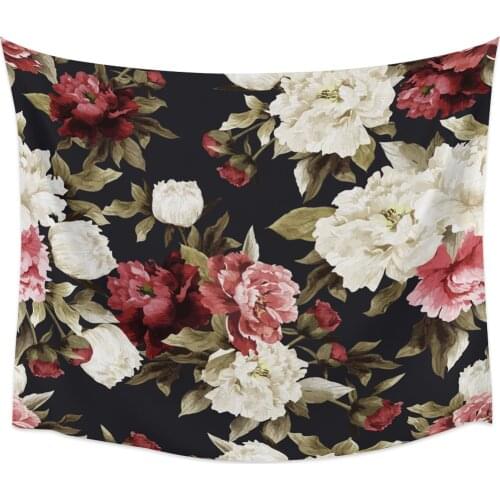 Flowers Red White Texture Leaves Plant Wall Tapestry Cover Beach Towel Picnic Yoga Mat Home Decoration