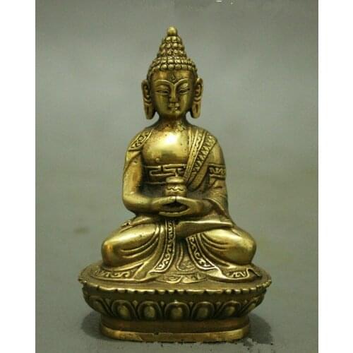 Chinas old handmade brass Tibetan Buddhism sakyamuni Buddha statue