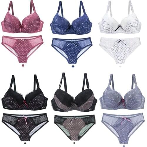 Fashion Women Bras Briefs Underwear Sets Plus Size Lingerie Set Female Adjust Lace Breathable Thin Cup Lingerie Kit Bra Panties