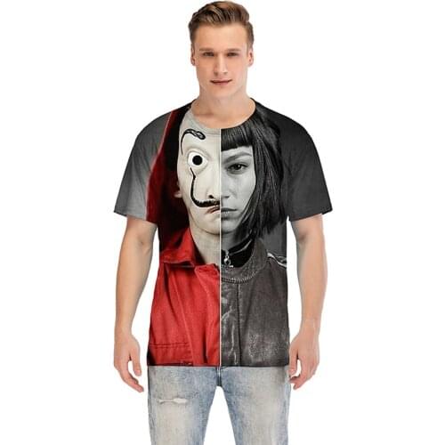 La Casa De Papel Cosplay Money Heist Dali Costume Adult Prined Short Shirt Summer T shirt Tops