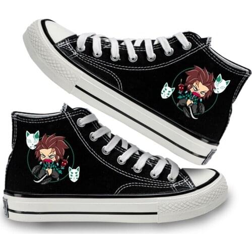 Unisex Anime Demon Slayer Casual Ankle Canvas Shoes Kamado Tanjirou Nezuko Flats Duck Shoes Sneakers