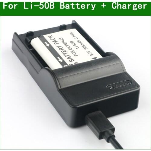 LI-50B LI50B Digital Camera Battery + Charger for Olympus TG-620 TG-630 TG-805 TG-810 TG-820 TG-830 TG-850 TG-860 TG-870 VG-190