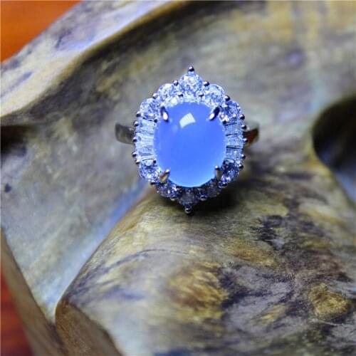 Liemjee Wholesale Personality Fashion Jewelry Blue Agate Luxury Silver Plated Ring For Women Feature Concise Namour Charm Gift