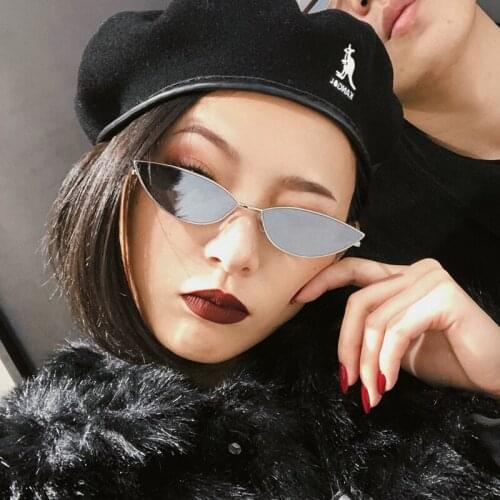 2020 Fashion Brand Brand Designer Cat eye Sunglasses Women Vintage Metal Reflective Glasses For Women Mirror Retro Oculos De Sol