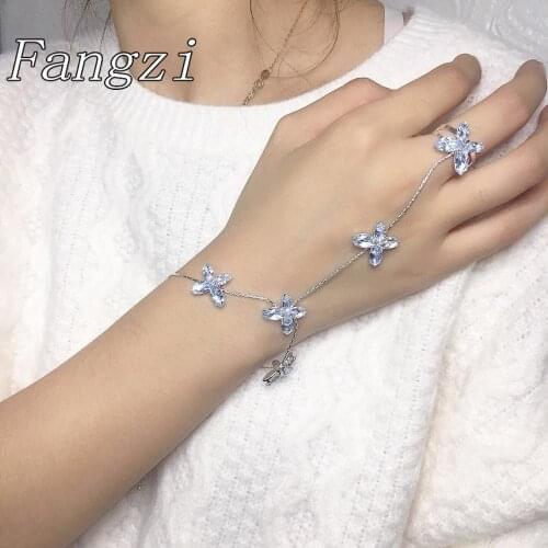 Fashion small fresh girl Bracelet sweet romantic zircon temperament four leaf flower bracelet Jewelry Valentines Day gift