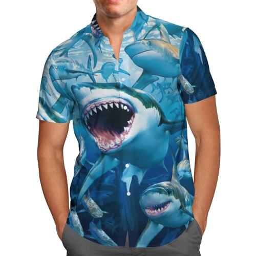 2021 New 3D Printing Shart Hawaii Blue Shirts Men Summer Short-sleeved Beach Shirt Men Shirts Oversize Camisa Masculina 5XL J233